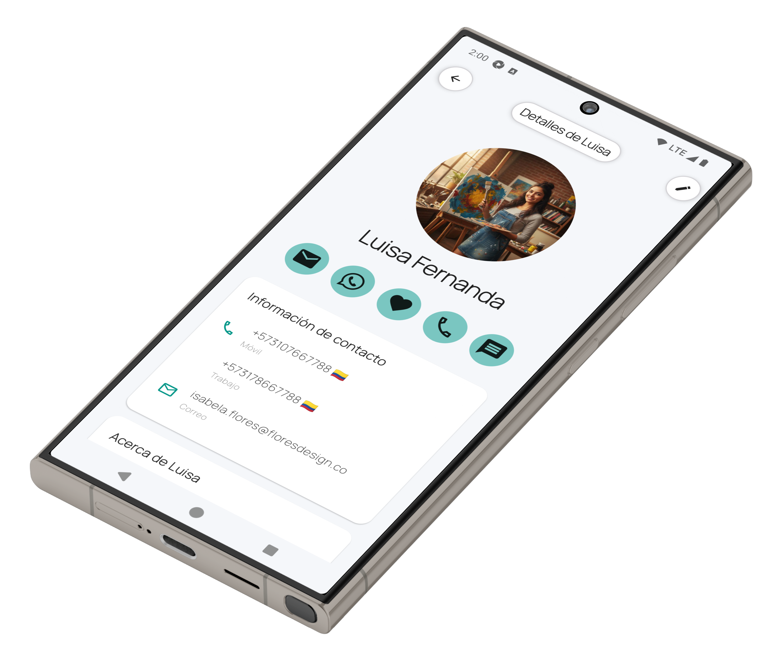 Fun Phone – Contact details – landscape view
