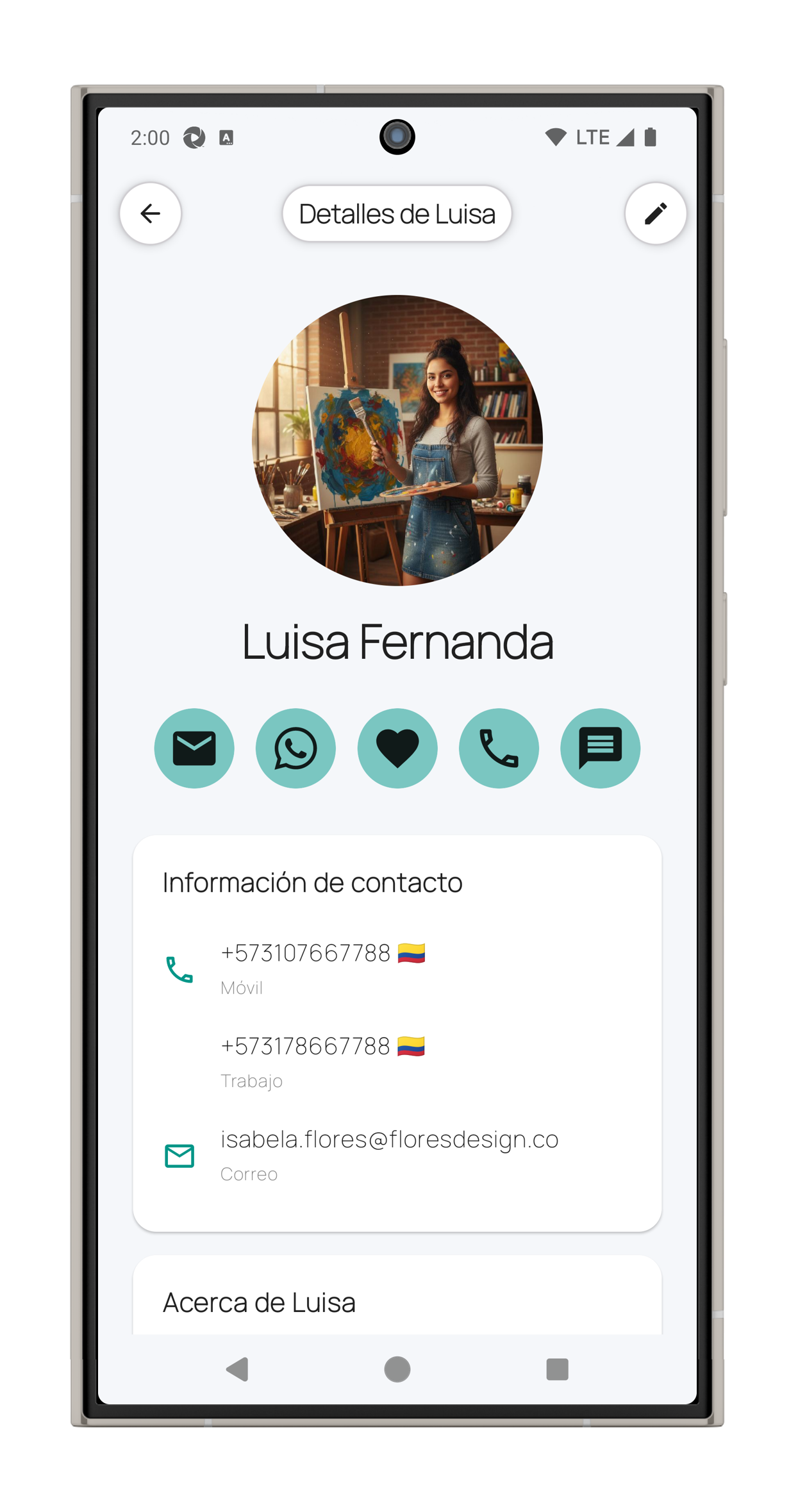 Fun Phone – Contact details – portrait view