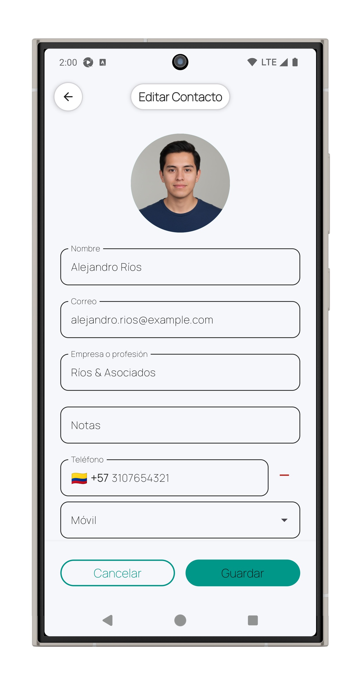 Fun Phone – Contact editor – portrait view