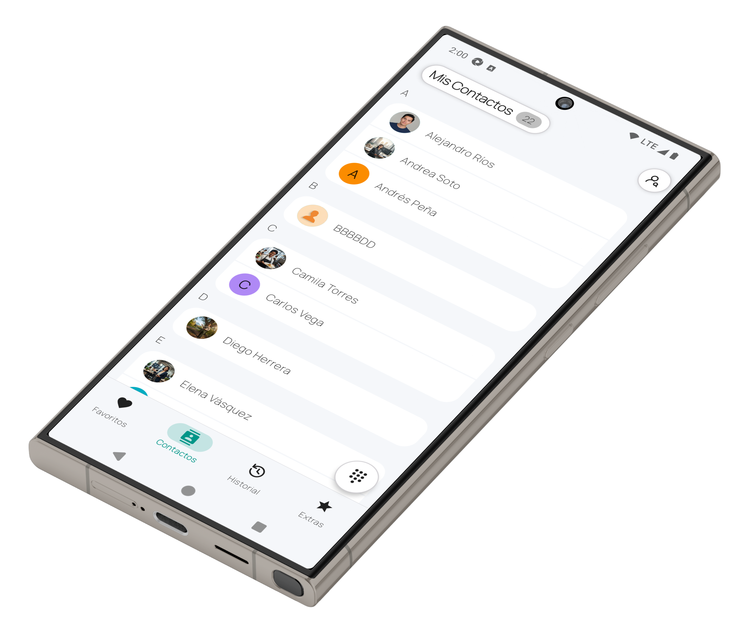 Fun Phone – Contact list – landscape view