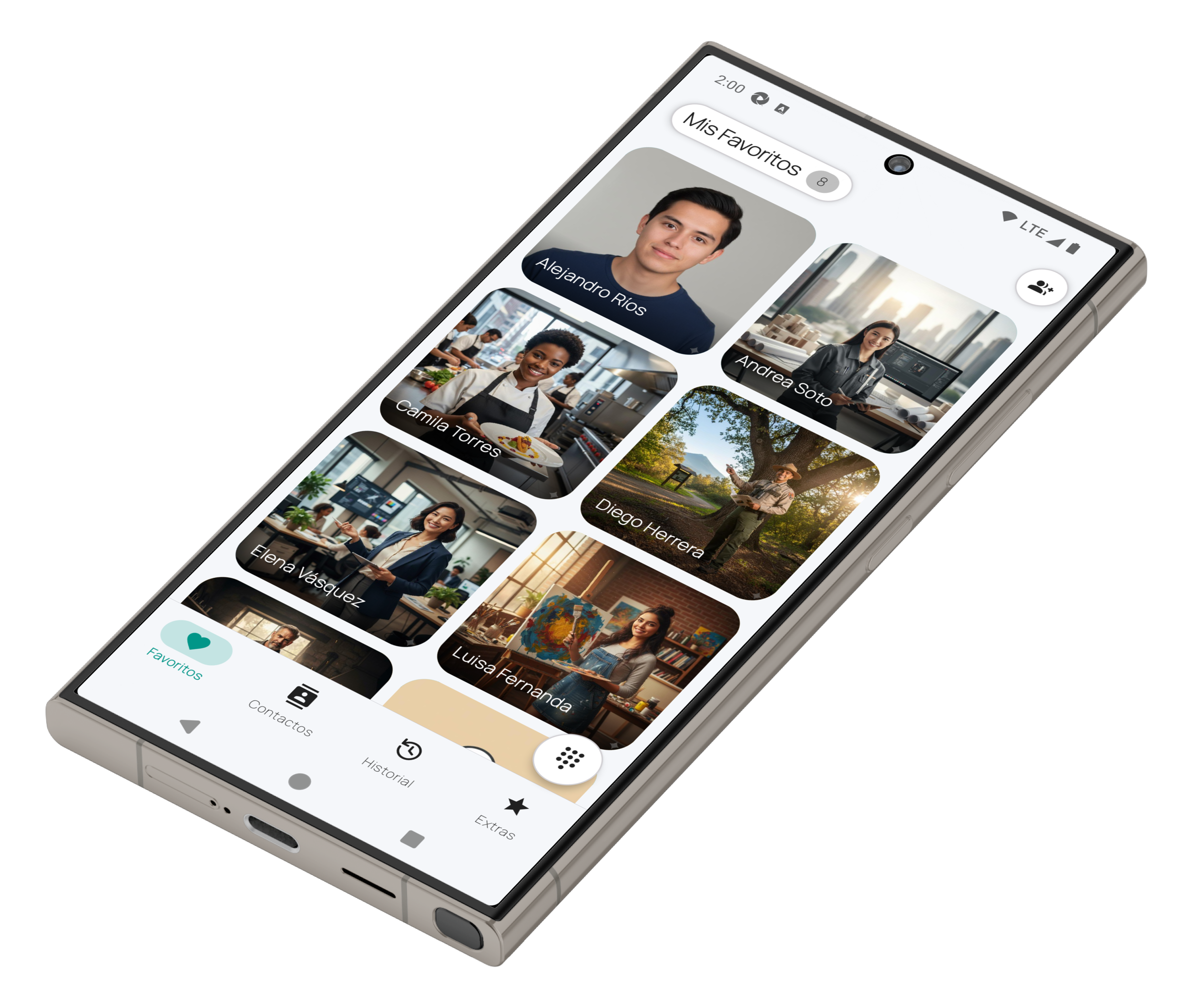 Fun Phone – Favorites tab – landscape view
