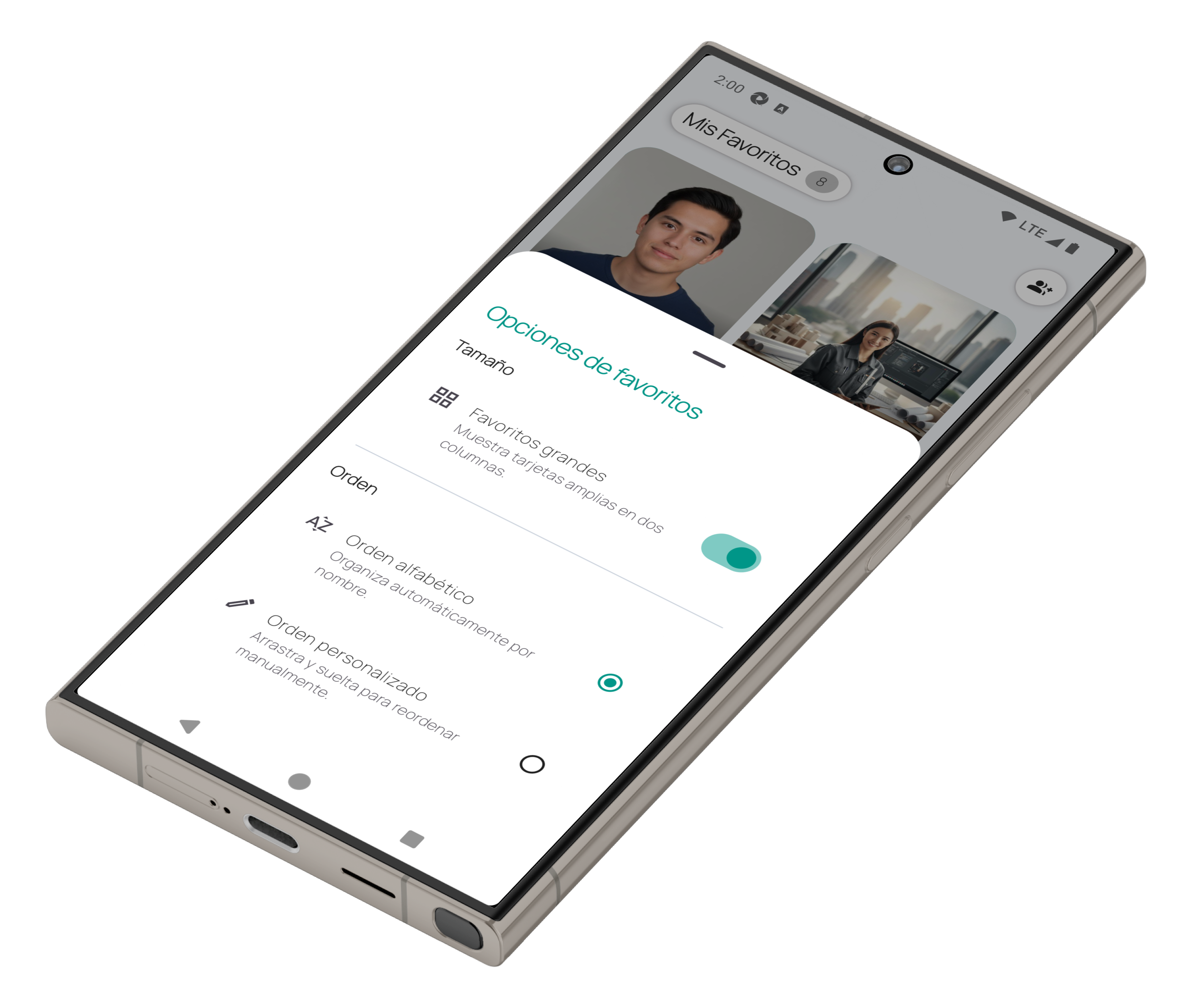 Fun Phone – Favorites options – landscape view