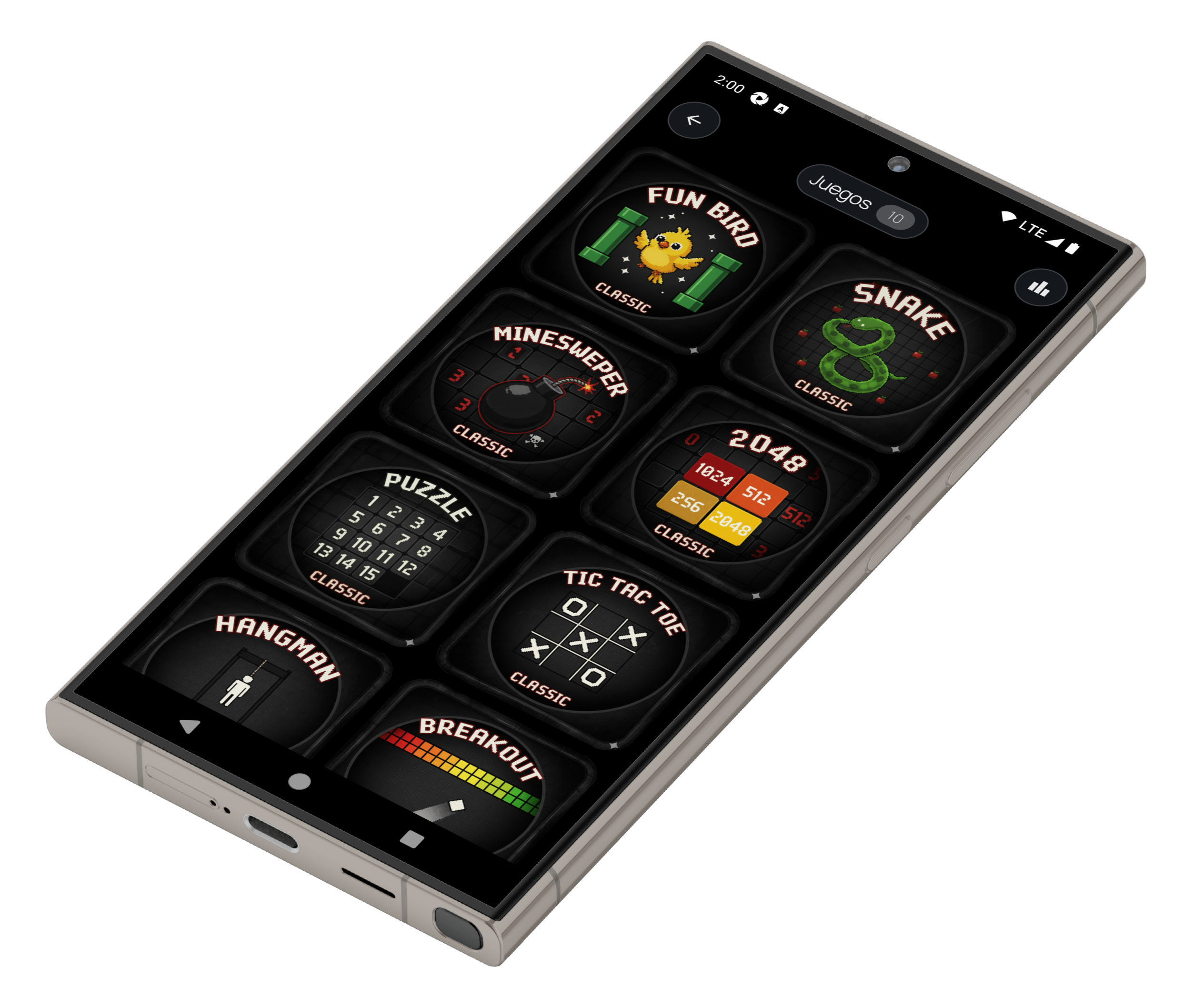 Fun Phone – Game catalog – landscape view