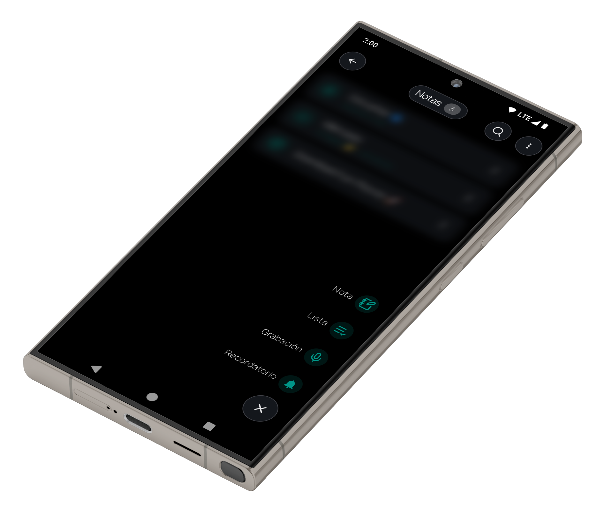 Fun Phone – Notes list – landscape view
