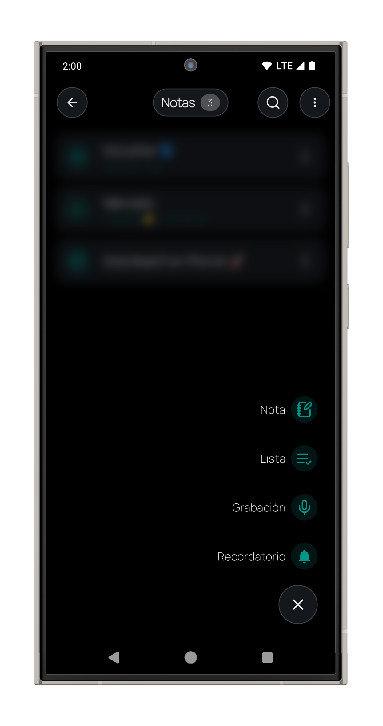 Fun Phone – Notes list – portrait view